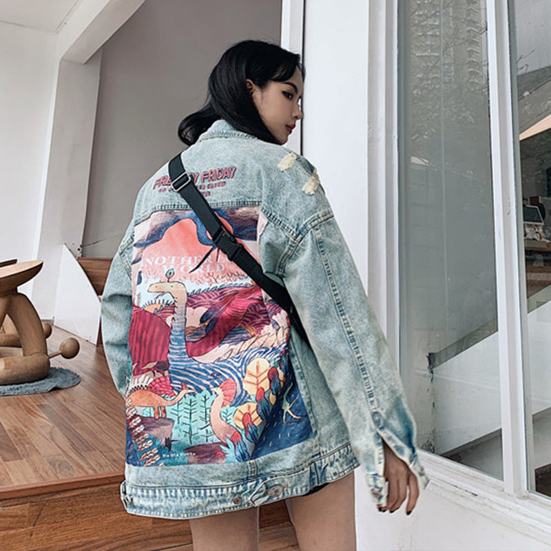 Comic Denim Jacket Spring and Autumn Jacket Jacket