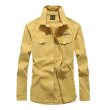 Men's Habit Shirts Autumn Men's Lapel Shirt Solid Color Long Sleeve Shirt
