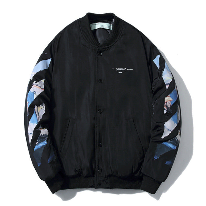 OW Classic Monet Oil Painting Graffiti Arrow Thickened Padded Coat Cotton Coat jacket