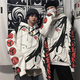 Itachi Uchiha Costume Autumn and Winter Anime Fire Shadow Dark Skunk Character Sharingan Print Couple Velvet Padded Hooded Sweatshirt Female