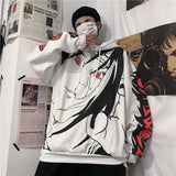 Itachi Uchiha Costume Autumn and Winter Anime Fire Shadow Dark Skunk Character Sharingan Print Couple Velvet Padded Hooded Sweatshirt Female