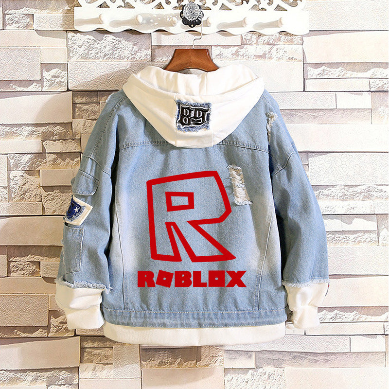 Comic Denim Jacket Spring and Autumn Men's and Women's Loose Casual Denim Jacket