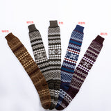 Winter Chunky Cable Thick Knit Thigh High Socks Long Stockings Boot Long Tube Thickened Bunching Socks Woolen Yarn Socks