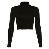 Music Festivals Rave Outfits Girls Tops Autumn and Winter round Neck Sexy Slim T-shirt for Women