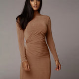 Mini Club Dresses Sexy Solid Color Long Sleeve Dress