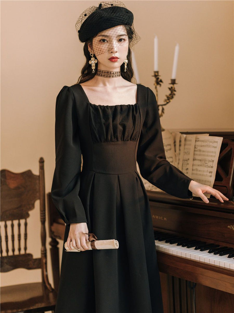 Spring and Autumn Dress Vintage Skirt High Waist Long  Cottagecore Aesthetic Flowy Victoria Cottage Core Dress