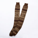 Winter Chunky Cable Thick Knit Thigh High Socks Long Stockings Boot Long Tube Thickened Bunching Socks Woolen Yarn Socks