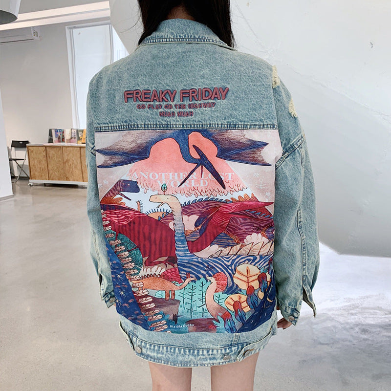 Comic Denim Jacket Spring and Autumn Jacket Jacket