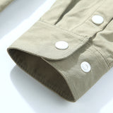Men's Habit Shirts Autumn Men's Lapel Shirt Solid Color Long Sleeve Shirt