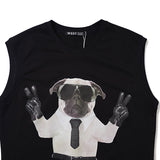 GVC Vest Handsome Dog Pattern Cotton Loose Vest Men