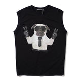 GVC Vest Handsome Dog Pattern Cotton Loose Vest Men