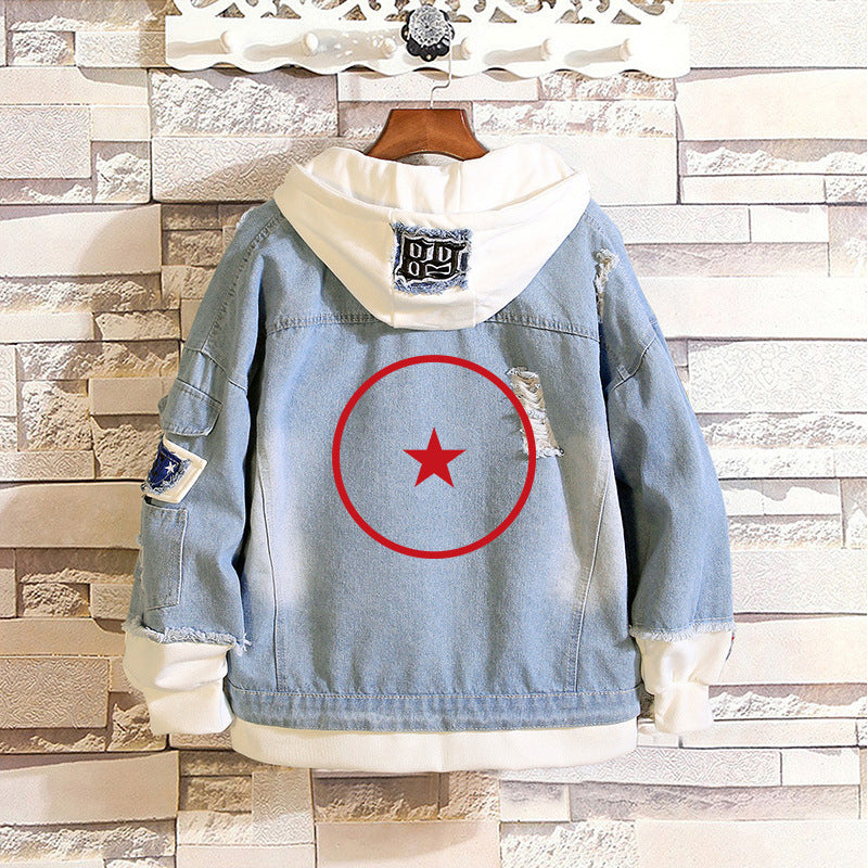 Comic Denim Jacket Autumn and Winter Casual Loose Jacket Clothes