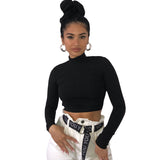 Music Festivals Rave Outfits Girls Tops Autumn and Winter round Neck Sexy Slim T-shirt for Women