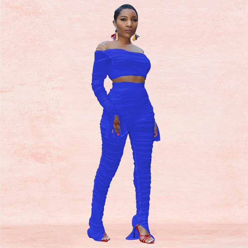 Party Pants Suits Autumn Sexy Mesh See-through Two-Piece Suit