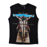 GVC Vest Cross Pattern Pure Cotton Loose-Fitting Sleeveless Shirt Men