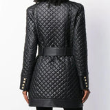 Leather Biker Coat Golden Leather Jacket Women Pu Jackets Autumn and Winter Double Breasted Stand Collar Genuine Leather Coat