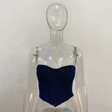 Maddy Euphoria Outfits V-neck Gold Tube Top Spring and Summer Women's Clothing