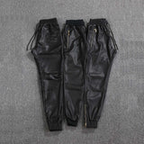 Mens Leather Pants Men's Harem Motorcycle Leather Pants Season Motorbike Cycling Leather Pants