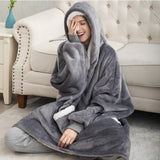 Hoodies Blankets Autumn and Winter Wearable Lambswool Lazy Blanket Home Leisure
