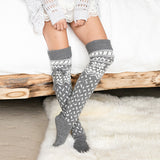 Winter Chunky Cable Thick Knit Thigh High Socks Long Stockings Boot Christmas Tube Socks Bunching Socks Woolen Yarn Socks