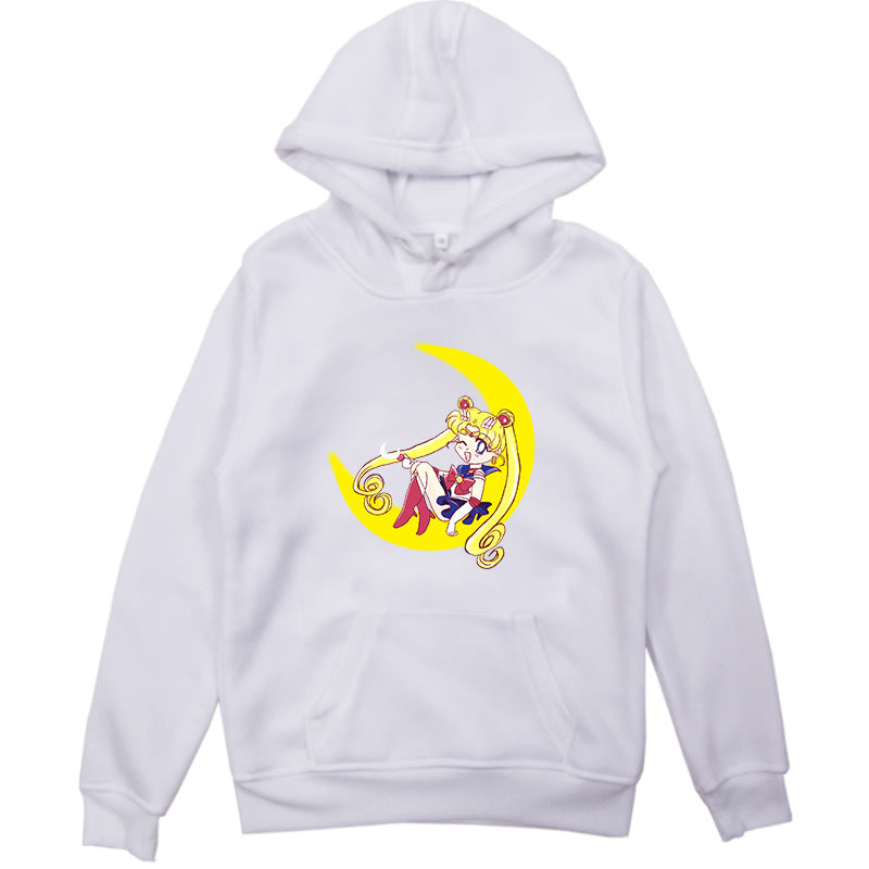 Pretty Girl Warrior Printed Children's Fleece Hoodie Autumn and Winter