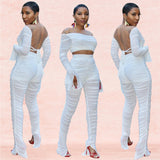 Party Pants Suits Autumn Sexy Mesh See-through Two-Piece Suit