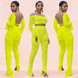 Party Pants Suits Autumn Sexy Mesh See-through Two-Piece Suit