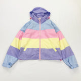 Baggy Jacket Rainbow Color-Blocking Hooded