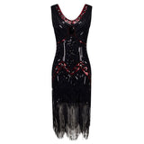 1920S Dress Retro Style Sequin Bead Dress Front and Back V-neck