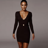 Mini Club Dresses Spring and Summer Sexy Long Sleeve Short Dress Slim Dress