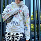 Saint Michael Hoodie Old Hand Painted Graffiti Casual Hoodie Sweater