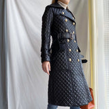 Leather Biker Coat Gothic Leather Jacket Women Pu Jackets Winter Mid-Length Sheep Leather Coat