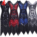 1920S Dress Retro Style Handmade Beaded Sequins Tassel Evening Dress for Women