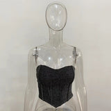 Maddy Euphoria Outfits V-neck Gold Tube Top Spring and Summer Women's Clothing
