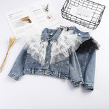 Children Girl Jacket Children's Denim Jacket Lace Long Sleeve Top