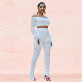 Party Pants Suits Autumn Sexy Mesh See-through Two-Piece Suit