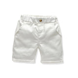 Children Boy Co Ord 2 Piece Set Summer Printed Shirt White Shorts Two-Piece Set