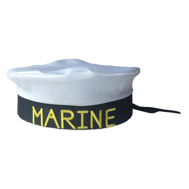 Sailor Hat Beanie Navy Hat Streamer Embroidered Sailor Hat Marine Captain Hat
