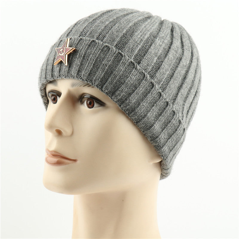 Men Winter Hats Autumn and Winter Knitted Hat Men's and Women's Five-Pointed Star Warm Men's