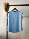 T Shirt Balmain Cotton Gold Hem Sleeveless Vest for Women
