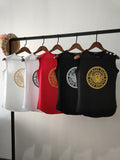 T Shirt Balmain Balmain Cotton Gold Buckle Circular Lower Hem Sleeveless Vest for Women
