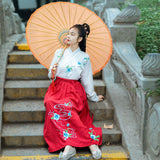 Chinese Traditional Dress Waist Embroidered Daily Suit