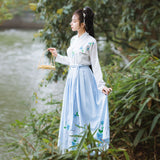 Chinese Traditional Dress Waist Embroidered Daily Suit