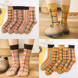 Thick Plaid All Cotton Mid-Calf Length Socks TB Women's Socks
