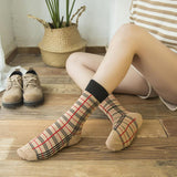 Thick Plaid All Cotton Mid-Calf Length Socks TB Women's Socks