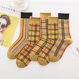 Thick Plaid All Cotton Mid-Calf Length Socks TB Women's Socks