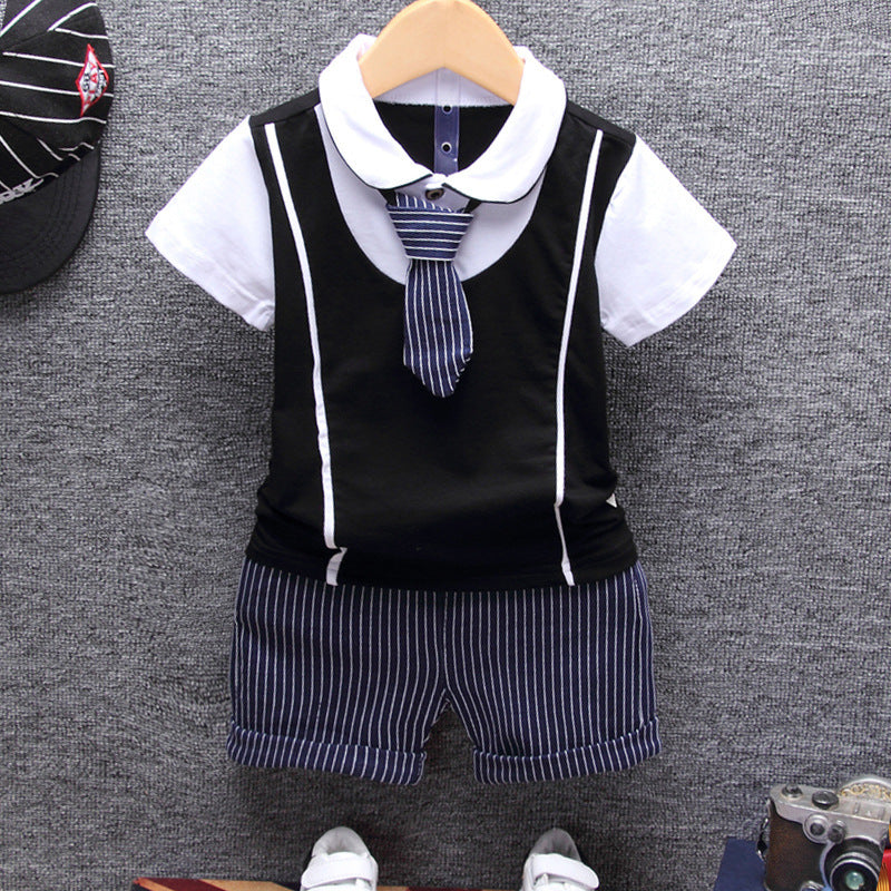 Children Boy Co Ord Children's Short-Sleeved T-shirt Shorts 2 Piece Set