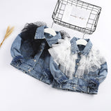 Children Girl Jacket Children's Denim Jacket Lace Long Sleeve Top