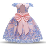 Toddler Girls Sequin Gown Dress Personality Backless Dress Bow Children Shirt Mesh Formal Dress