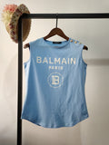 T Shirt Balmain Spring/Summer Printed Full Cotton Casual Sleeveless T-shirt